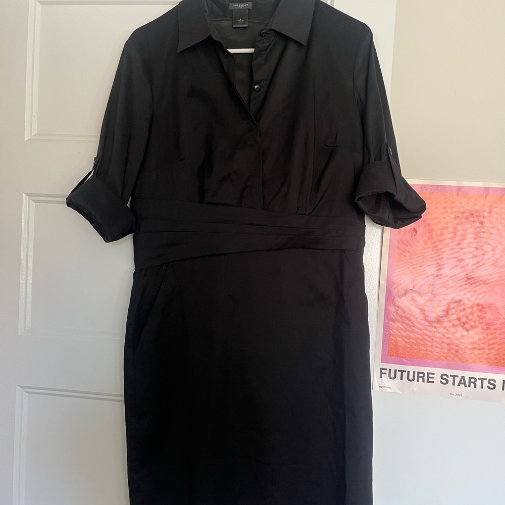Vintage Ann Taylor Black Collared Dress